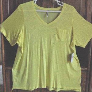 Calvin Klein Shirt Top, Variegated Yellow 3X